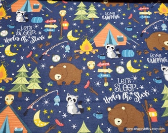 Flannel Fabric - Gone Camping Bear - By the yard - 100% Cotton Flannel