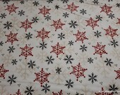 Christmas Premium Flannel Fabric - Gnomies Snowflakes on White Premium - By the yard - 100% Premium Cotton Flannel