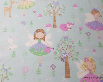 Flannel Fabric - Princess Fairies - By the yard - 100% Cotton Flannel