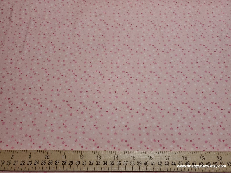 Flannel Fabric Pink and White Stars By the yard 100% Cotton Flannel image 2