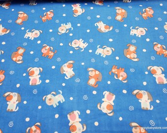Premium Flannel Fabric - Twinkle Comfort Puppy Love Royal Blue - By the yard - 100% Cotton Flannel Premium