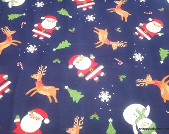 Christmas Flannel Fabric - Tossed Christmas Icons Navy - By the yard - 100% Cotton Flannel