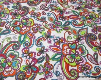 Flannel Fabric - Kaleidescope Bright - By the yard - 100% Cotton Flannel
