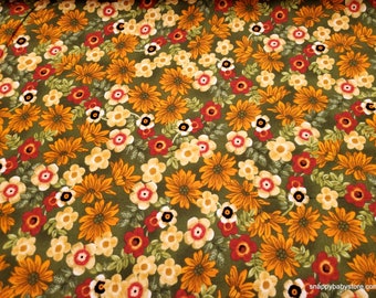 Premium Flannel Fabric - Autumn Comfort Floral Garden Green Premium - By the yard - 100% Cotton Flannel