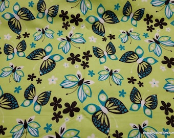 Flannel Fabric - Bold Butterfly Lime - By the yard - 100% Cotton Flannel