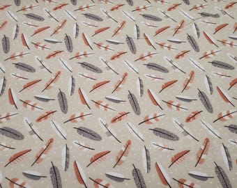Flannel Fabric - Aztec Woodland Feathers Brown - By the yard - 100% Cotton Flannel