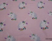 Flannel Fabric - Unicorns on Pink - By the yard - 100% Cotton Flannel