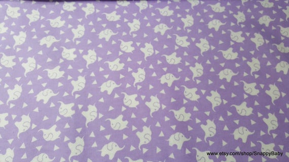 Flannel Fabric - Elephant Confetti Lavender Lily - By the yard - 100% Cotton Flannel