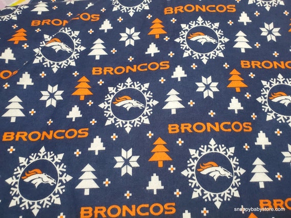 Christmas Team Flannel Fabric - Denver Broncos Christmas - By the yard - 100% Cotton Flannel