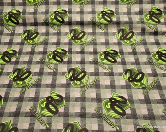 Character Flannel Fabric - Harry Potter Slytherin Plaid Patch - By the yard - 100% Cotton Flannel