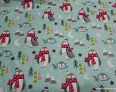 Christmas Flannel Fabric - Polar Penguins - By the yard - 100% Cotton Flannel