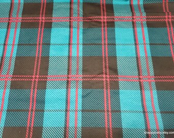 Flannel Fabric - Blue Jewel Tone Tartan Plaid - By the yard - 100% Cotton Flannel