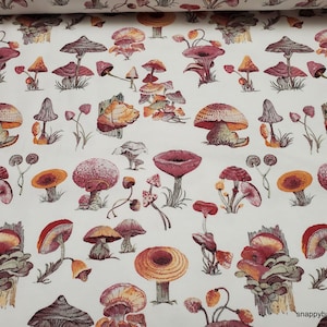 Flannel Fabric Pretty Mushrooms By the yard 100% Cotton Flannel image 1