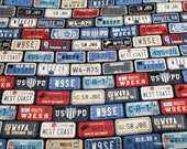Flannel Fabric - Summer Living License Plates - By the yard - 100% Cotton Flannel