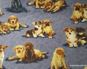 Flannel Fabric - Photo Real Pups - By the yard - 100% Cotton Flannel