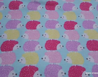 Flannel Fabric - Pastel Stacked Hedgehog - By the yard - 100% Cotton Flannel