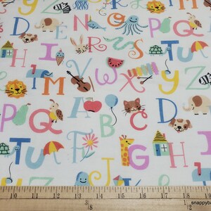 Flannel Fabric ABC Animals By the yard 100% Cotton Flannel image 2