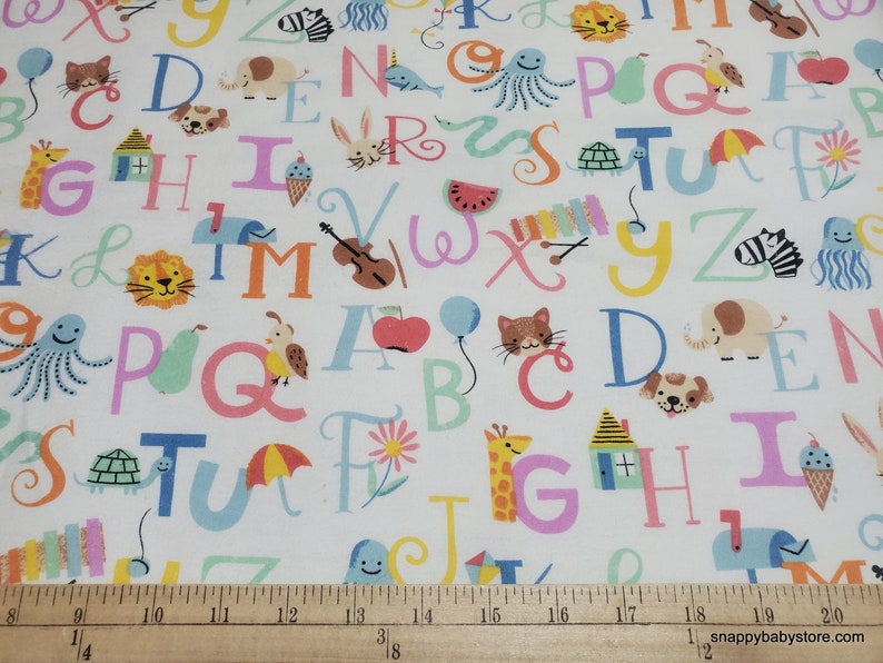 Flannel Fabric ABC Animals By the yard 100% Cotton Flannel image 2