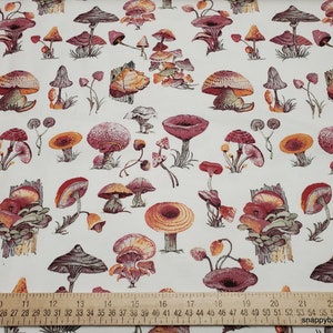 Flannel Fabric Pretty Mushrooms By the yard 100% Cotton Flannel image 2