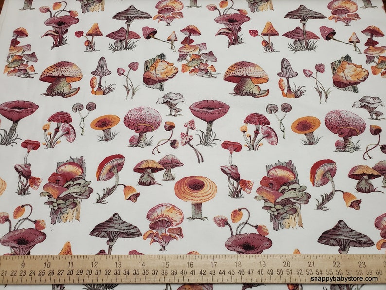 Flannel Fabric Pretty Mushrooms By the yard 100% Cotton Flannel image 2