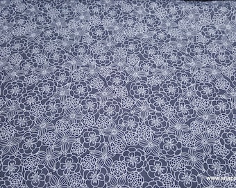 Flannel Fabric - Gray Sketched Flowers - By the yard - 100% Cotton Flannel