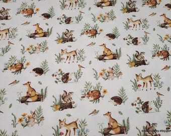 Remnant Flannel Fabric - Brown Forest Animals - Choose your Size - 100% Cotton Flannel