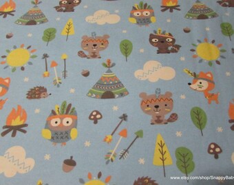 Flannel Fabric - Tribal Animals - By the yard - 100% Cotton Flannel