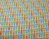 Flannel Fabric - Ties Orange - By the yard - 100% Cotton Flannel