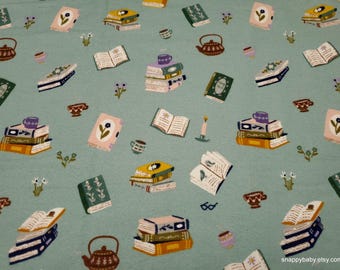 Remnant Flannel Fabric - Time to Read - Choose your Size - 100% Cotton Flannel