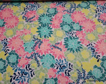 Flannel Fabric - Bright Floral Flowers- By the yard - 100% Cotton Flannel