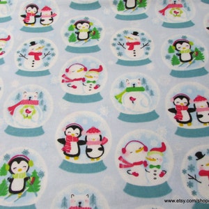 Christmas Flannel Fabric - Snowglobe Friends - By the yard - 100% Cotton Flannel