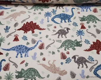 Flannel Fabric - Dino Fossils Organic - By the yard - 100% Cotton Flannel