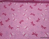 Flannel Fabric - Dragonfly Pink - By the yard - 100% Cotton Flannel