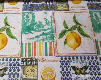 Flannel Fabric - Vintage Lemon Patch - By the yard - 100% Cotton Flannel
