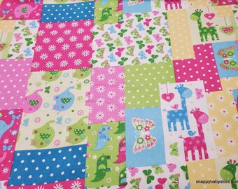 Flannel Fabric - Baby Patch Pastel Multi - By the yard - 100% Cotton Flannel