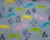 Flannel Fabric - Bright Iguanas - By the yard - 100% Cotton Flannel