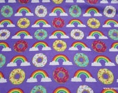 Flannel Fabric - Rainbows and Donuts - By the yard - 100% Cotton Flannel