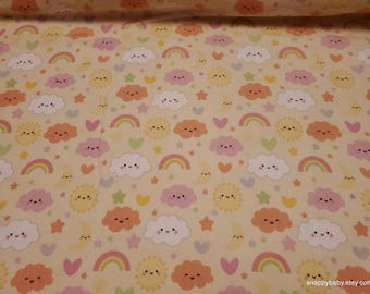 Premium Flannel Fabric -Pink Sweet Dreams Sunshine - By the yard - 100% Premium Cotton Flannel