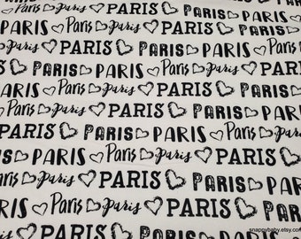 Flannel Fabric - Paris Words - By the yard - 100% Cotton Flannel