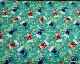 Christmas Flannel Fabric - Mickey Mouse Stockings - By the yard - 100% Cotton Flannel