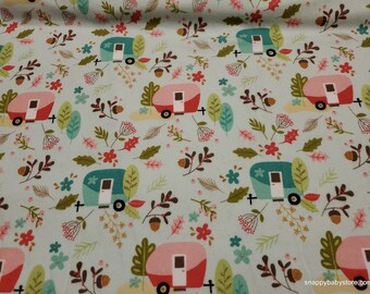 Flannel Fabric - Glamp Camp Main Mint Premium - By the Yard - 100% Cotton Flannel