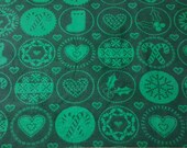 Christmas Flannel Fabric - Christmas in Circles Green - By the yard - 100% Cotton Flannel