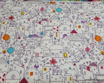 Flannel Fabric - Cute Houses - By the Yard - 100% Cotton Flannel
