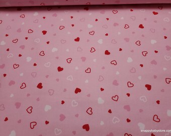 Flannel Fabric - Hearts Pink Premium - By the yard - 100% Premium Cotton Flannel