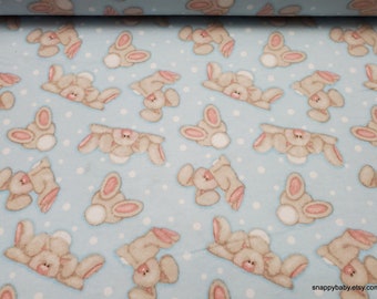 Flannel Fabric - Floppy Bunny Blue - By the yard - 100% Cotton Flannel