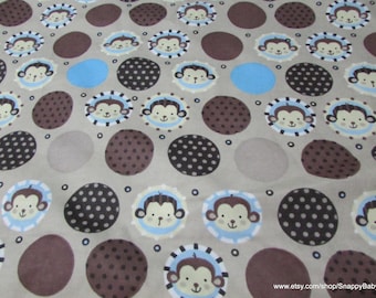 Flannel Fabric - Monkey Dots - By the yard - 100% Cotton Flannel