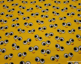 Flannel Fabric - Googly Faces - By the yard - 100% Cotton Flannel