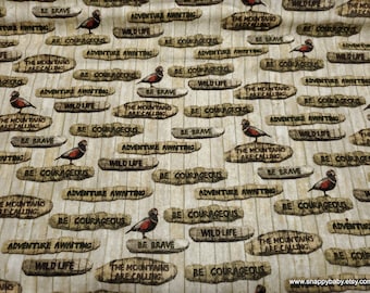 Flannel Fabric - Deep Woods Words - By the yard - 100% Cotton Flannel