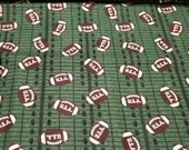 Flannel Fabric - Footballs on Field - By the yard - 100% Cotton Flannel