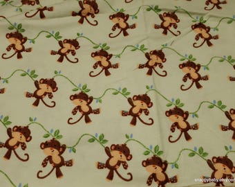 Flannel Fabric - Monkeys on Vines - By the yard - 100% Cotton Flannel